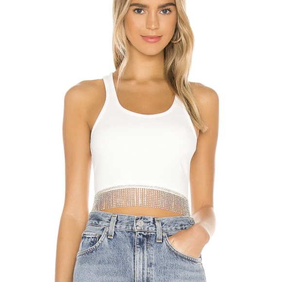 Revolve Superdown Rhinestone Crop Top - Picture 1 of 5